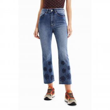 Desigual Women's Blue Boot-Cut 5-Pocket Zip and Button Jeans, Size XS
