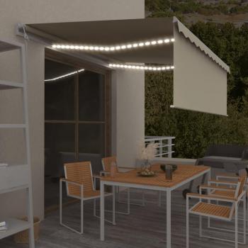 Toldo Automático con Volante, LED y Sensor de Viento 4x3 m Crema