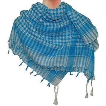 Pañuelo palestino azul turquesa-blanco a cuadros 100x100cm algodón árabe Palestina fular chal accesorio