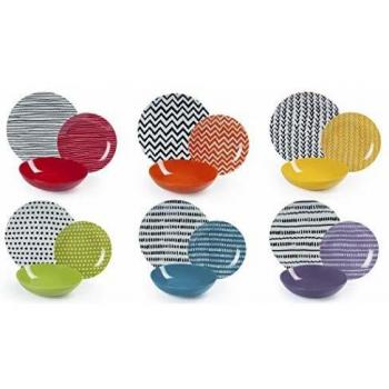 Excelsa - Vajilla Crazy Line de 18 piezas, en porcelana y cerámica, multicolor
