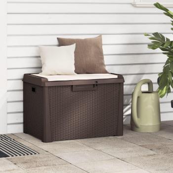 vidaXL Garden Storage Box with Seat Cushion Brown 125 L PP