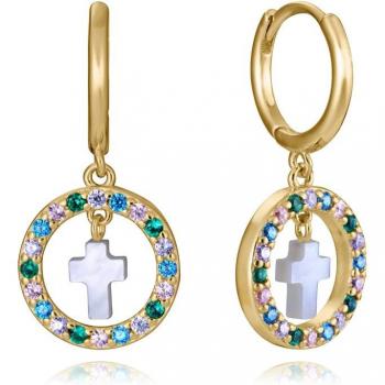 Pendientes Mujer Viceroy 15118E100-39 Plata de ley 925 con circonitas de colores y cruz madre perla