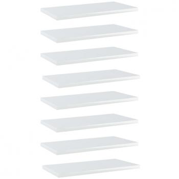 vidaXL Bookshelf Boards 8 pcs High Gloss White 40x20x1.5 cm Engineered Wood