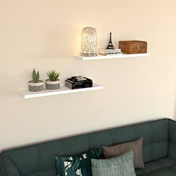 Estante de Pared Blanco 80x20x2.5 cm Madera FSC® con Herraje Oculto, Carga 25 Kg