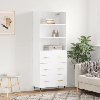 Aparador alto de madera contrachapada blanco 69,5x34x180 cm