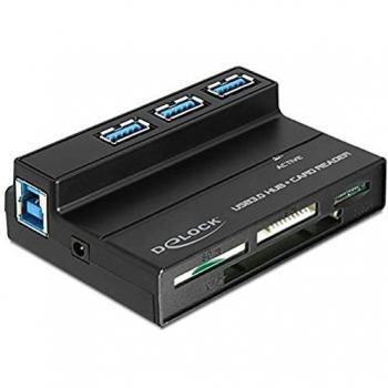 DeLOCK 91721 All-in-1 Card Reader with Hub 1 x Power Supply Jack USB 3.0 Black