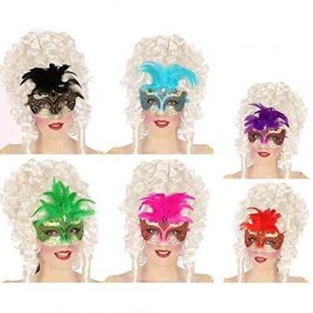 Antifaz de Época con Plumas en 6 Colores Surtidos