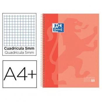 Cuaderno Oxford Europeanbook 1 - Paquete de 5 unidades, cuadriculado 5x5mm, tapa extradura brillante, color melocotón