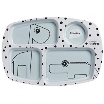 Done by deer 10562 - Plato con compartimentos con diseño happy dots, color azul