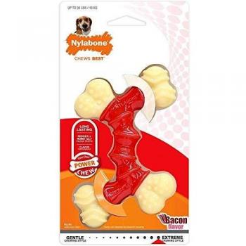 Nylabone (2 Pack) DuraChew Double Bone Bacon Flavor Souper | Chew Toy 50lb Dogs