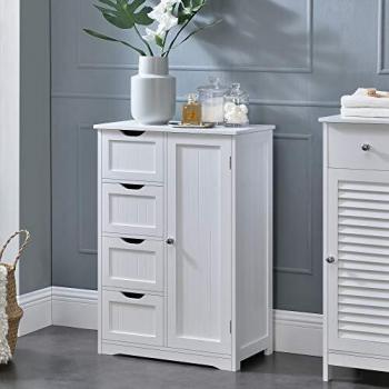 Mueble de baño blanco con 4 cajones y 3 estantes - 81x55x30cm