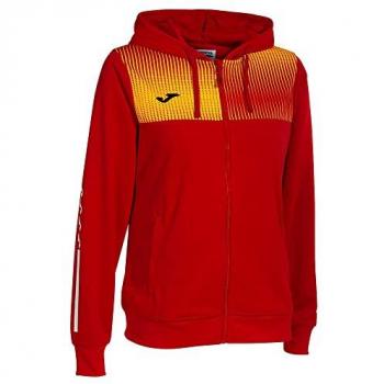 Chaqueta con capucha eco supernova mujer rojo amarillo