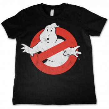 Ghostbusters Mercancía con Licencia Oficial Distressed Logo La Camiseta del Niño Unisexo - Negro 3/4 Años