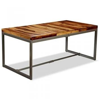 Solid Sheesham Wood and Steel Dining Table 180 cm