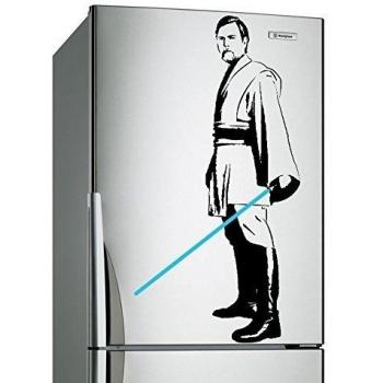 (42x 80cm) vinilo de pared vinilo Star Wars Obi Wan Kenobi con espada de luz azul die cut/Preparado Para La Batalla Decor autoadhesivo + Gratis Adhesivo Regalo.