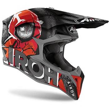 Airoh Casco de Cross Wraap Alien Rojo Mate con diseño gráfico alienígena, talla L