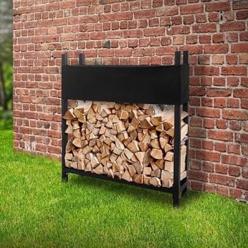 Estantería Metálica para Leña 113x25x115 cm Antracita con Tapa Protectora, Capacidad 0,5 m³ / 1 srm, Soporte Exterior/Interior