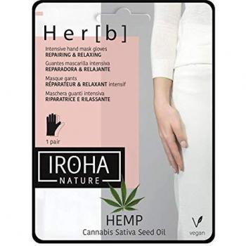 Iroha Nature - Guantes Mascarilla para Manos & Uñas Reparadores & Relajantes con Aceite de Semilla de Cannabis, 2 unidades para 1 uso | Mascarilla Manos Reparadora Hemp Oil