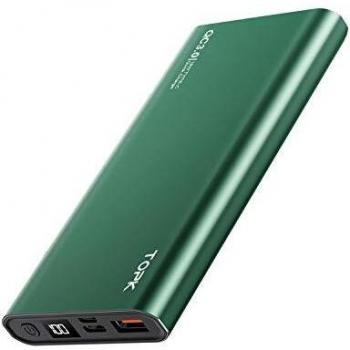 TOPK Batería Externa 10000mAh PD Carga Rápida Power Bank con Tipo C Entrada y Salida Cargador Movil Portátil, Pantalla LED Digital, para iPhone Samsung Xiaomi Huawei y más Smartphone, Verde