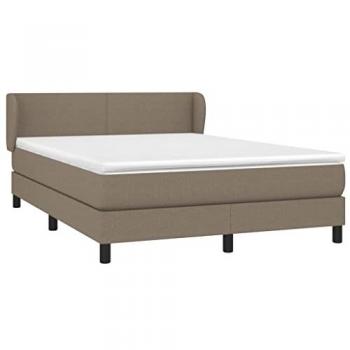 Cama Box Spring con Colchón Tapizado de Tela Gris Taupe 140x190 cm