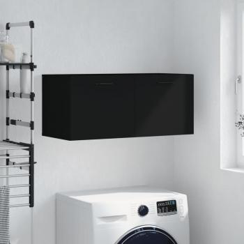 Armario de pared negro 80x36,5x35 cm madera multicapa