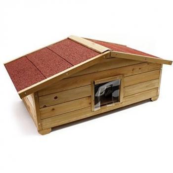 Caseta Grande Impermeable Aislada para Gatos - Casa de Jardín Exterior 99 x 52 x 42 cm