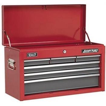 Sealey AP2201BB 6 Drawer Topchest with Ball Bearing Runners, Red/Grey