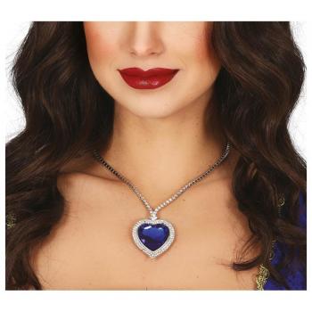 Collar Corazón azul metálico