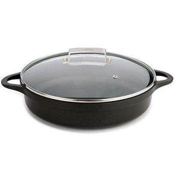 Valira Cazuelas - Cazuela Premium de 40 cm baja hecha en España, aluminio fundido con antiadherente reforzado, apta para inducción, incluye tapa y asas