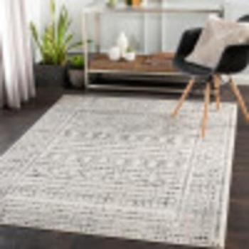 Surya IpoH Modern Boho Scandinavian Area Rug, Short Pile, 152x213 cm, White/Black