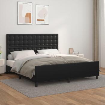 Cabecero de cama negro 160x200 cm con estructura de cuero sintético