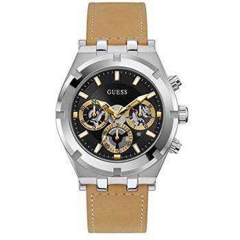 Guess Continental Men's Watch Black Leather Brown Size: ONE SIZE