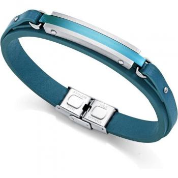 Pulsera de hombre Viceroy Colors de acero y aluminio azul con piel azul, 21.5 cm