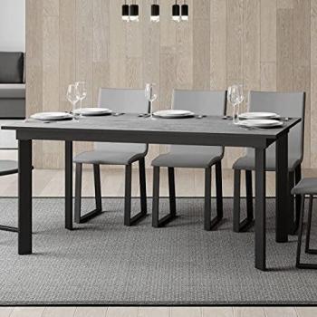 Mesa Extensible Cumar 90x160/220 cm con Estructura Antracita y Superficie de Cemento