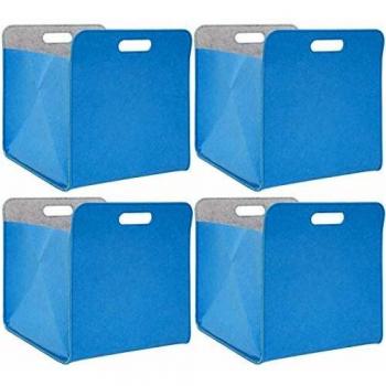 Set de 4 Cajas de Almacenaje de Fieltro 33x33x38cm para Estantería Kallax Color Azul