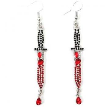 Pendientes de Navajas Negros y Rojos con Diseño Elegante