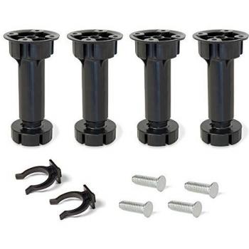 EMUCA - Patas Regulables para Muebles de Cocina o baño, Pack de 4 pies Negros con Accesorios de Montaje, H 100mm