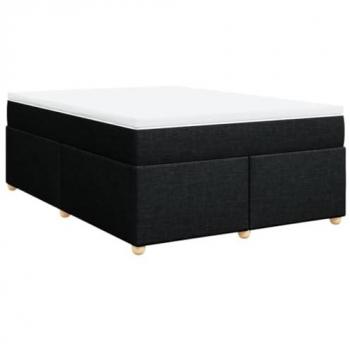 Cama Box Spring con colchón de tela negro 160x200 cm
