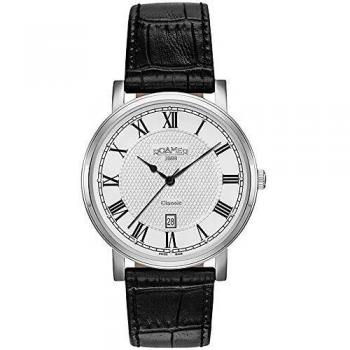 Roamer Men's Quartz Watch with Silver Dial Analogue Display and Black Leather Strap 709856 41 22 07
