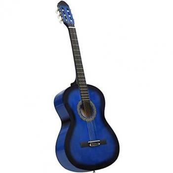 Guitarra Clásica para Principiantes 4/4 39 de Madera de Tilo en Color Azul, Marrón Claro y Negro