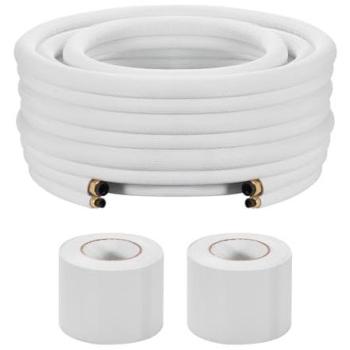 VEVOR 100ft Mini Split Line Set - 1/4” & 3/8” OD Copper Tubing with Insulated Coil and Flared Nuts for HVAC Systems