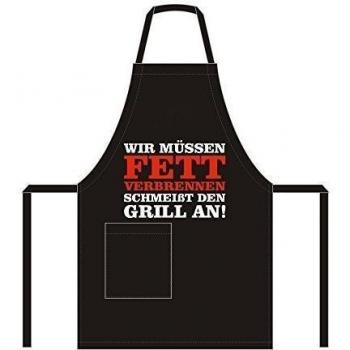 Delantal Divertido Delantal para asar con ajuste barem banda para cuello BBQ delantal de cocina, Wir müssen Fett verbrennen, uni