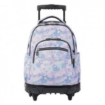 Mochila Escolar Totto con Carro Fijo Renglones Galaxia Estrellada Grande