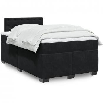 Estructura de cama box spring con colchón en terciopelo negro 120x200 cm