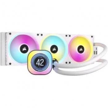 Corsair iCUE H150i Elite LCD Liquid CPU Cooler, 360mm Radiator, Blanco