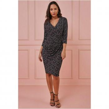 Printed Bodycon Midi Dress with Wrap Style