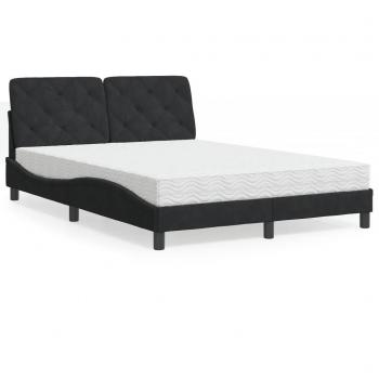 Cama con colchón de terciopelo negro 120x200 cm Vidaxl