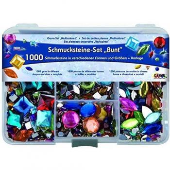 KREUL 49641 - Juego de 1.000 piedras decorativas multicolores de diferentes tamaños y formas Para crear