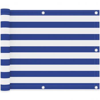 Toldo para balcón tela oxford blanco y azul 75x600 cm