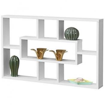 Estantería para Pared Qinngua con 7 Compartimientos - Aglomerado Blanco Lacado Mate 77 x 10 x 48 cm